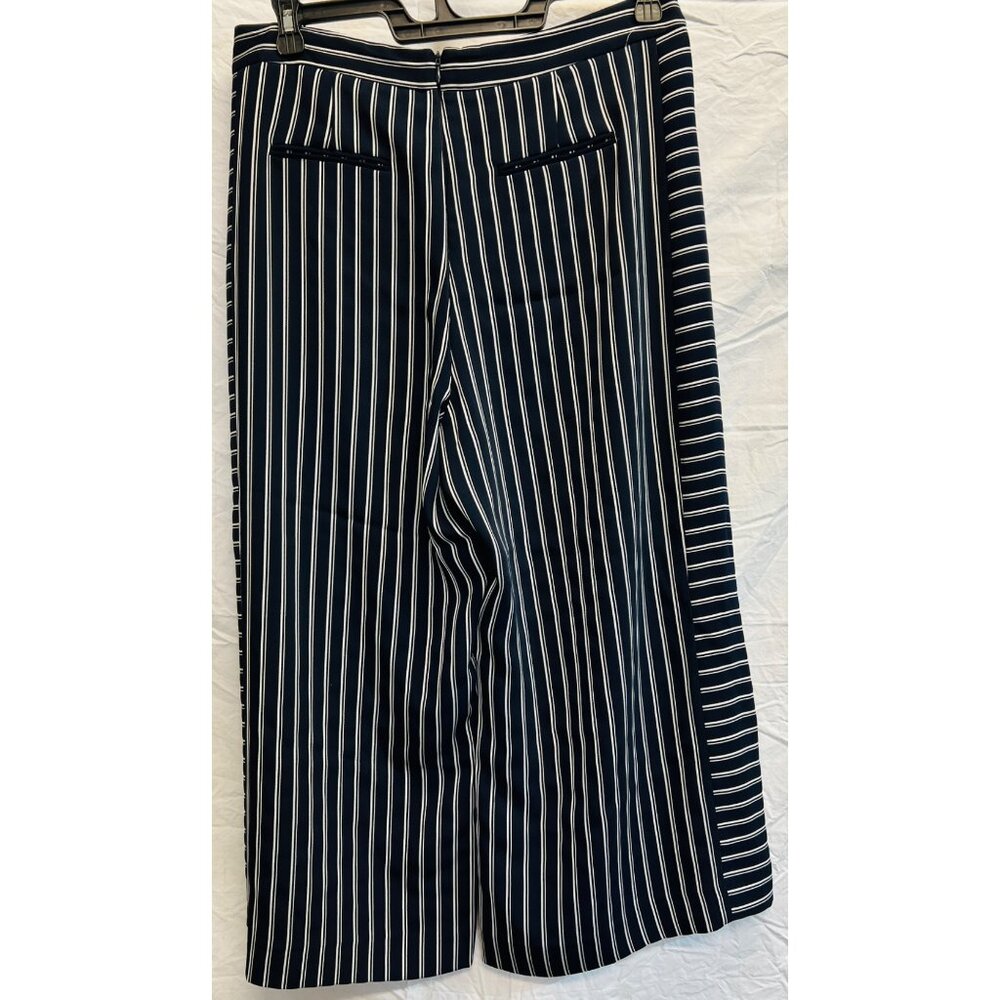 Antonio Melani Womens Striped Wide-Leg Capris Size 10 Navy & White - Picture 2 of 4